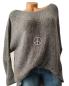 Preview: kuschelweicher Grobstrick Damen Pullover runder Ausschnitt grau 1