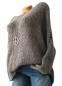 Preview: kuschelweicher Grobstrick Damen Pullover runder Ausschnitt grau  3