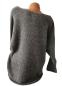 Preview: kuschelweicher Grobstrick Damen Pullover runder Ausschnitt grau  4