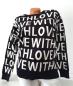 Preview: Feinstrick Damenpullover "WITH LOVE" schwarz weiß 1