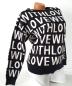 Preview: Feinstrick Damenpullover "WITH LOVE" schwarz weiß 2