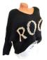 Preview: kuschelweicher Damen Grobstrick Pullover "Rock" Oversize schwarz 2