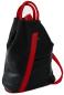 Preview: stylischer City Rucksack echt Leder schwarz rot, seite links