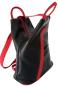 Preview: stylischer City Rucksack echt Leder schwarz rot, offen