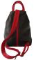 Preview: stylischer City Rucksack echt Leder schwarz rot, hinten