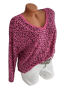 Preview: Schicker Damen Feinstrickpullover in Leo Optik pink 2