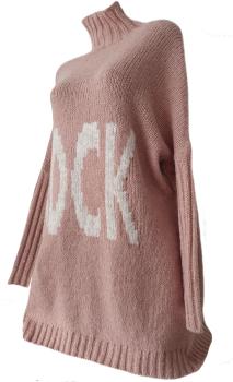 Damen Rollkragenpullover Grobstrick Oversize - rose  2