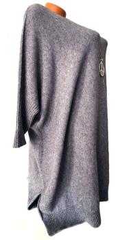 angenehm weicher Damen Long-Pullover grau 2