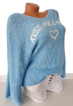 kuscheliger Damen Strickpullover "Kiss me Later" hellblau 3