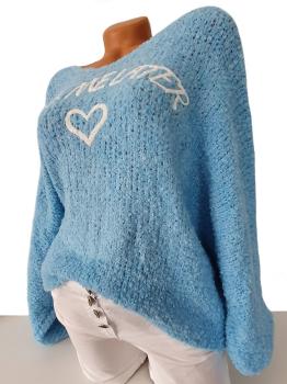 kuscheliger Damen Strickpullover "Kiss me Later" hellblau 2