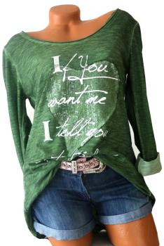 Damen Langarm-Shirt im used Look mit Herz grün