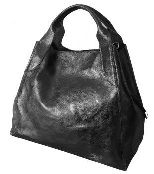 elgante Handtasche aus weichem Rindleder schwarz Seite