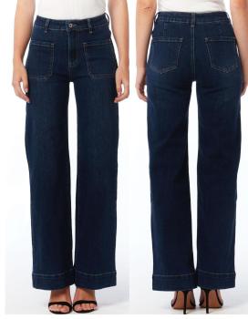 High Waist Damen Jeans / Denim Schlaghose darkblue