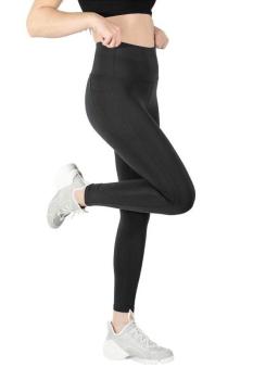 Damen Sporthose Leggings Yoga Trainingshose Fitness Push up mitTasche schwarz 3