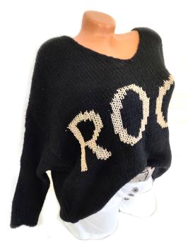 kuschelweicher Damen Grobstrick Pullover "Rock" Oversize schwarz 2