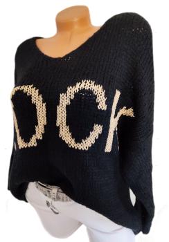 kuschelweicher Damen Grobstrick Pullover "Rock" Oversize schwarz 3