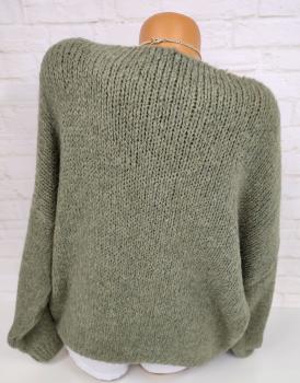 Kuschelweicher Grobstrick Pullover oliv 4