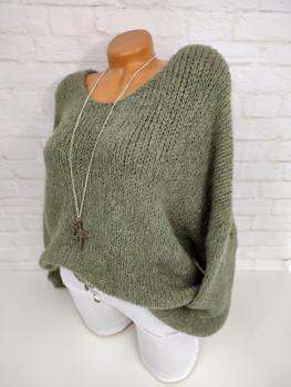 Kuschelweicher Grobstrick Pullover oliv 3