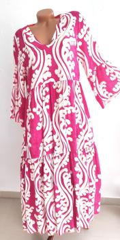 Sommerkleid Maxi Damen Kleid luftig weit Hängerchen mit Taschen PINK made in Italy 1