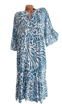 schickes Sommer Maxi Kleid mit Animal print - blau 1