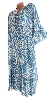 schickes Sommer Maxi Kleid mit Animal print - blau 3