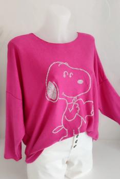 trendiger Damen Feinstrick Pullover "Snoopy" pink 4