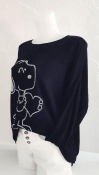 trendiger Damen Feinstrick Pullover "Snoopy" schwarz 2