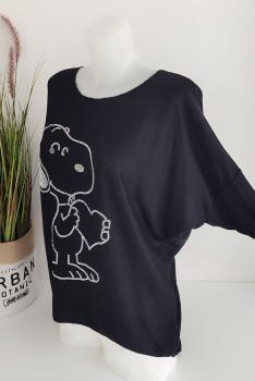 trendiger Damen Feinstrick Pullover "Snoopy" schwarz 4