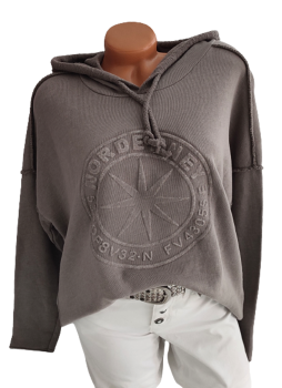 trendiger Damen Hoodie 3D Stern 36 - 42 schlamm