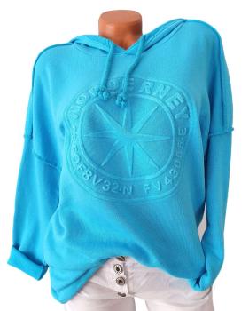 trendiger Damen Hoodie 3D Stern 36 - 42 türkis 1