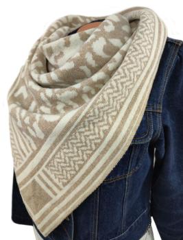 kuscheliger weicher Winterschal mit Kashmir und tollem Muster beige