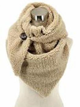 Damen Schal Tuch aus kuschelweichem Teddyfell in beige 1