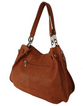 Schultertasche echt Leder cognac 1004