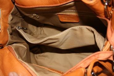 Schultertasche echt Leder cognac 1004