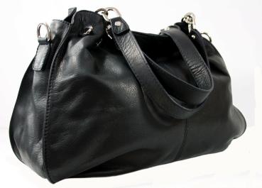 Schultertasche echt Leder schwarz 1004