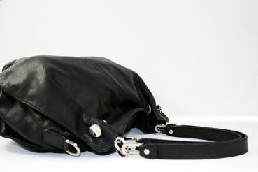 Schultertasche echt Leder schwarz 1004