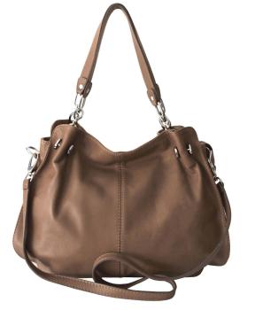 Schultertasche echt Leder taupe 1004