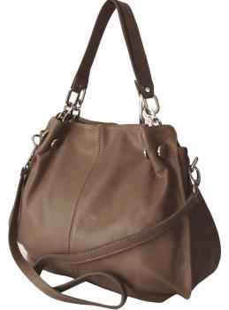 Schultertasche echt Leder taupe 1004