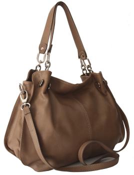 Schultertasche echt Leder taupe 1004