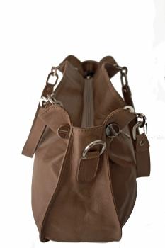 Schultertasche echt Leder taupe 1004