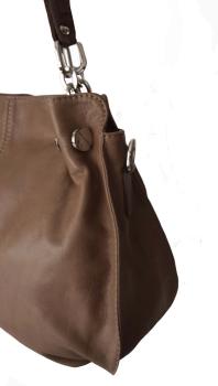 Schultertasche echt Leder taupe 1004