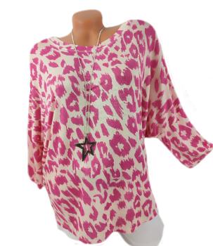 trendiges Shirt mit Leo-Muster pink 2