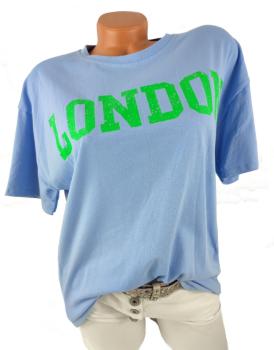 Damen T-Shirt mit Schriftzug London blau