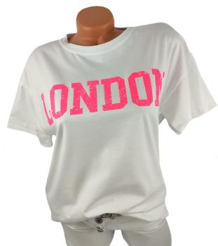 Damen T-Shirt mit Schriftzug London weiß