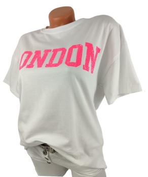 Damen T-Shirt mit Schriftzug London weiß  seite 1