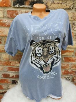 Damen T Shirt "REBEL" Oversize Gr 38 - 42 blau seite 4