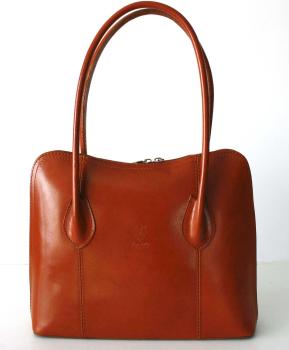 edle Tamponatoleder Schultertasche cognac