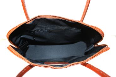 edle Tamponatoleder Schultertasche cognac