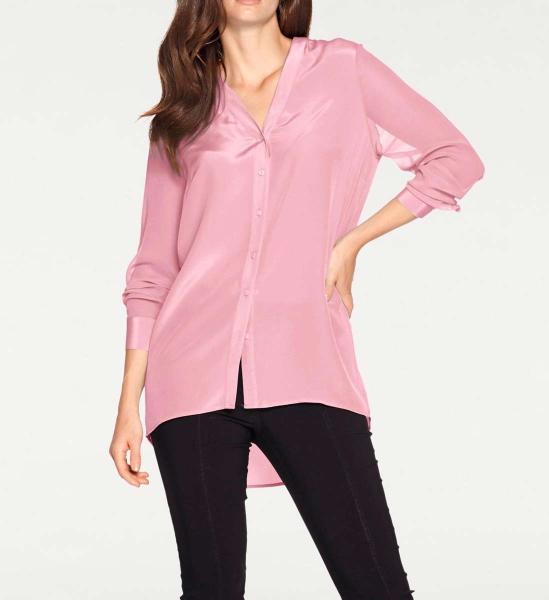 edle Seidenbluse mit Chiffonärmeln rosé