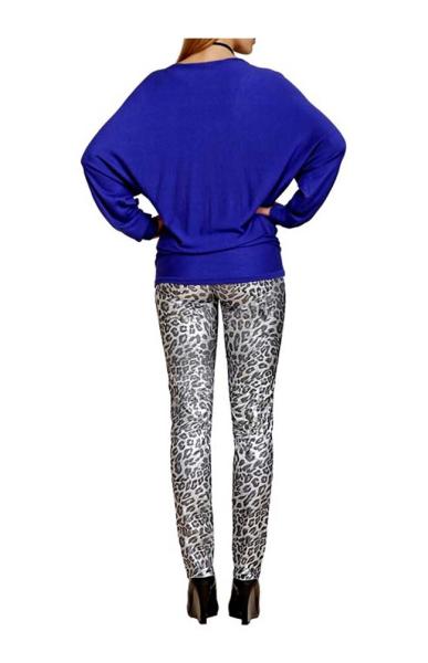 Damen Stretch Jeans Leoparden Print silberfarben 3